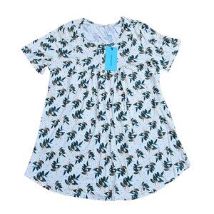 Casual Short Sleeve Floral Loose Fit Women's Summer Top - Large